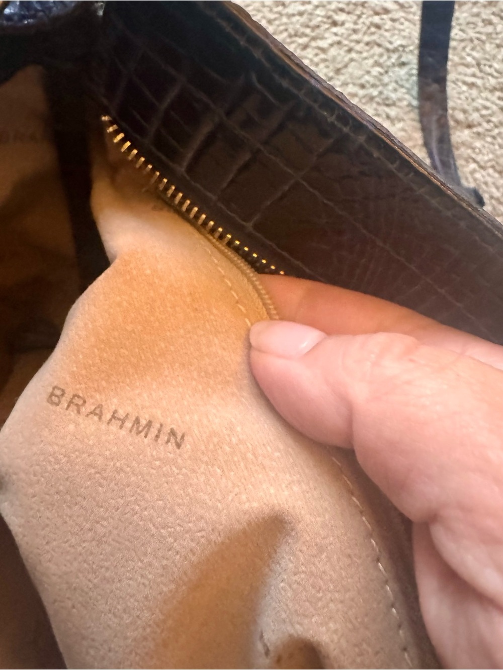 Brahmin Deep Blue Croc-Embossed Crossbody Bag - Picture 7 of 7